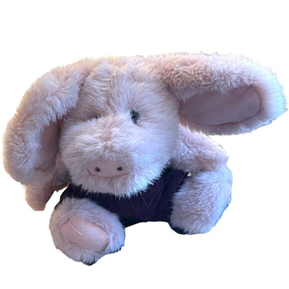 Vtg BOYDS BEARS "Primrose Pig" Purple Overalls Jointed Collectible Plush 10" T - Picture 2 of 16